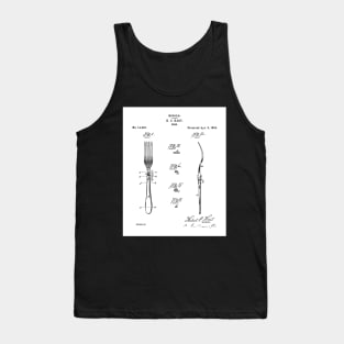 Kitchen Fork Patent - Chef Cook Country Farmhouse Art - White Tank Top
